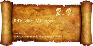 Rádai Vilmos névjegykártya